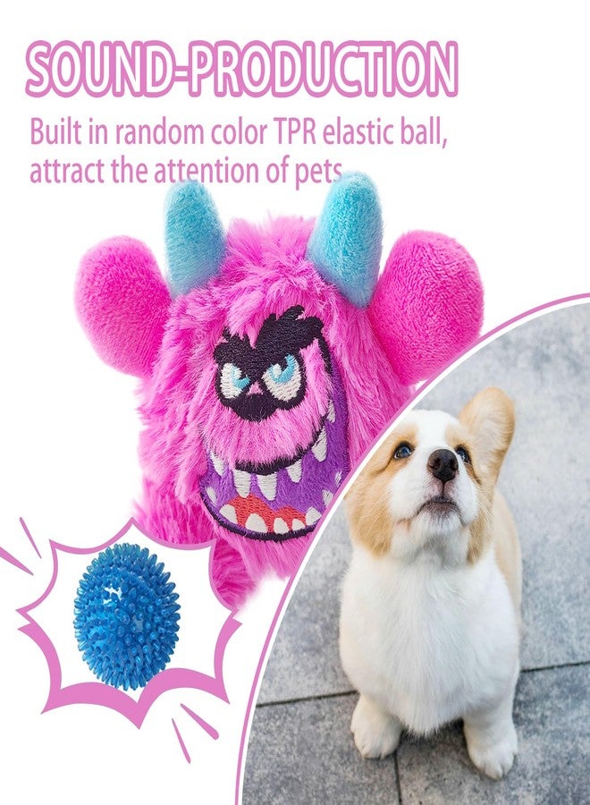 FCCUM Squeaky Plush Dog Ball, Dental Care, Skin-Friendly and Soft and Relieve Stress, Little Monster Plush Ball Toy Suitable for All Breeds (Rose Red, Small) - Image 4